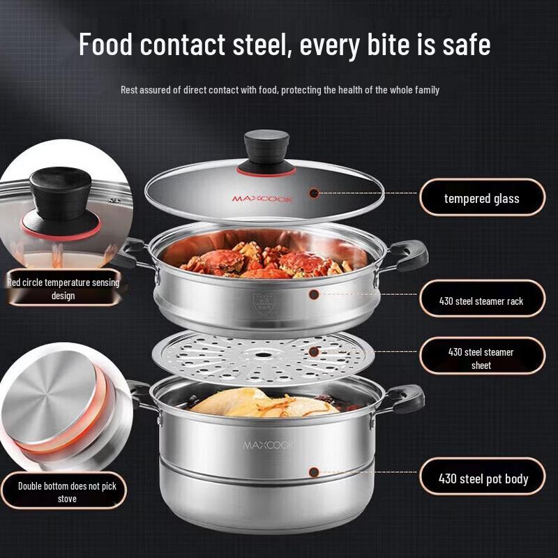 

Meichu 30cm Stainless Steel 2-Layer Steamer Pot