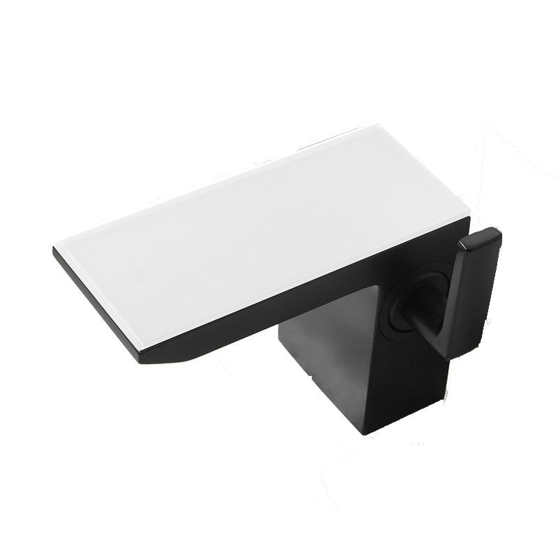

Black Waterfall Bathroom Basin Faucet Brass Deck Mounted Sink Faucet Single Handle Mixer Tap Hot and Cold Sink Faucet