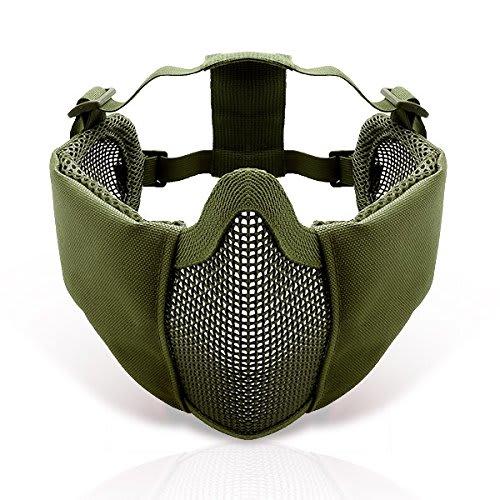 SHENKEL Anti-Fog Mesh Half Face Mask with Ear Protection, Olive Drab Khaki (mask-016od)
