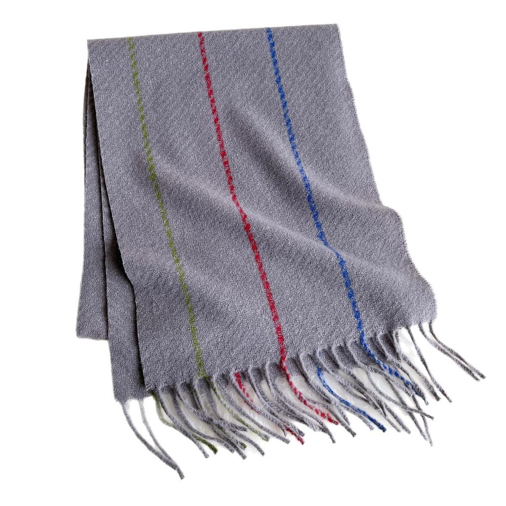 Winter Solid Color Fringed Imitation Cashmere Shawl Scarf Women'S Dual-Use Long Thermal Plaid Literary Ins