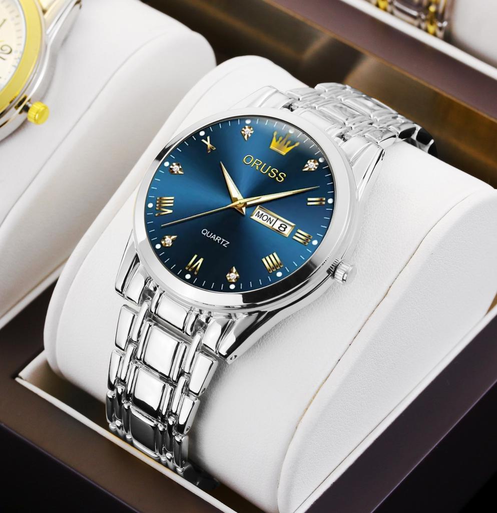 Men'S Fully Automatic Quartz Watch Luminous Waterproof Calendar Diamond-Encrusted Business Men'S Watch