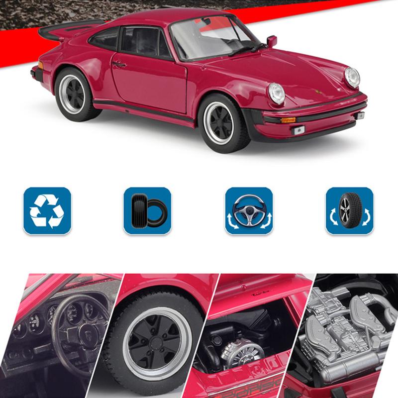 1/24 Scale Welly  Porsche 911 Turbo3.0 Alloy Car Model Diecasts Metal Toy Vehicles Car Model High Simulation Collection Childrens Gifts