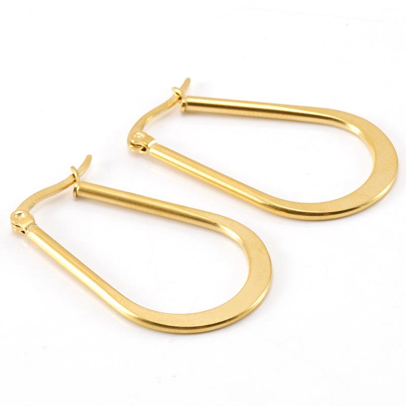 European & American 18K Titanium Steel Water Drop Snap Hoop Earrings for Women