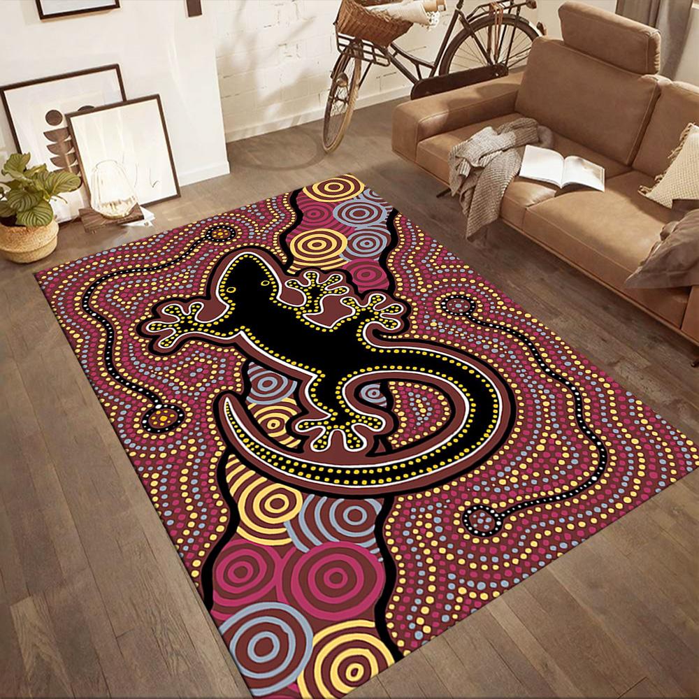 Aboriginal Art Gecko Floor Mats for Living Room, Bedroom and Room Decoration Are Suitable for Gifts.
