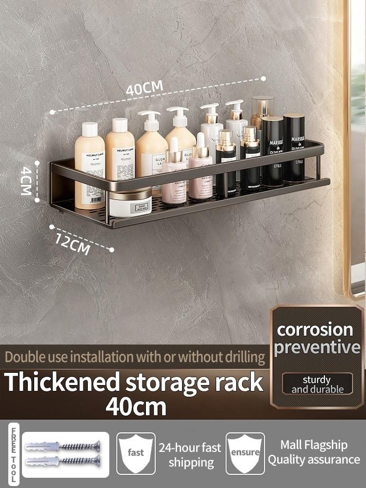No Drill Bathroom Hardware Towel Rack Black 40CM-60CM Folding Aluminum Towel Rack Holder With Hook Towel Holder Tissue Holder