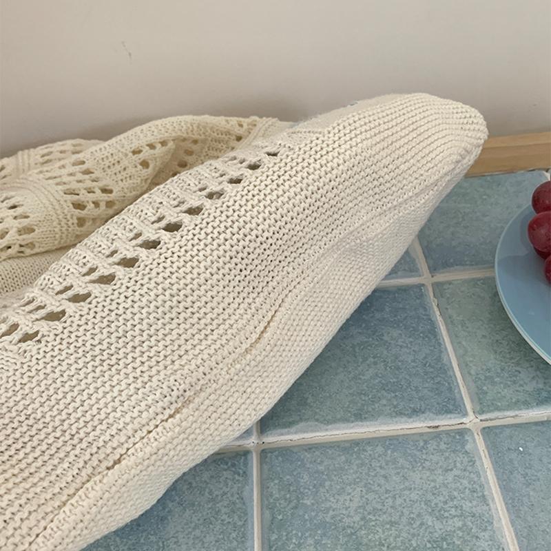 Yogodlns Nová háčkovaná taška, Kabelka s velkou kapacitou, Vyšívaná háčkovaná taška s výpletem, Korejská háčkovaná denní kabelka