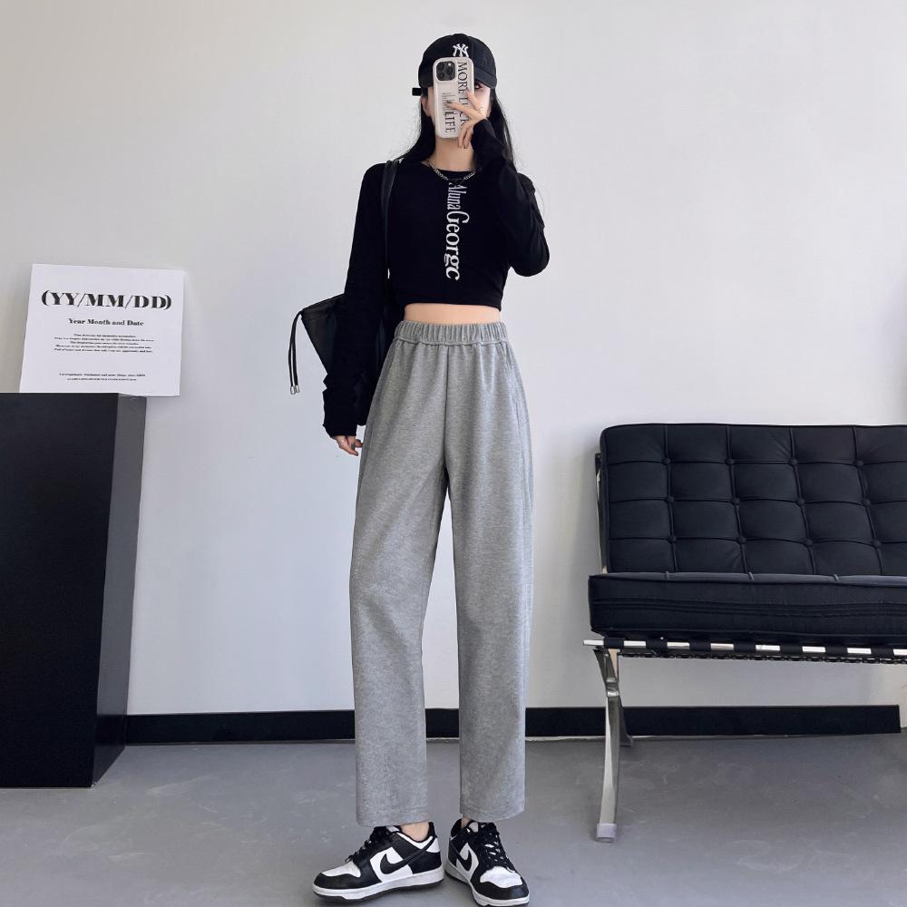 Navy Blue Simple Harem Pants for Women Korean New High-quality Small Casual Pants Loose