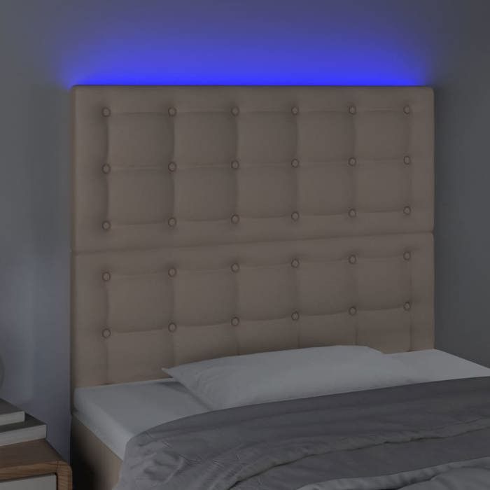 VidaXL Tête de Lit à LED Meuble de Chambre à Coucher Accessoire de Lit Simple Tête de Cadre de Lit Intérieur Cappuccino 3122513