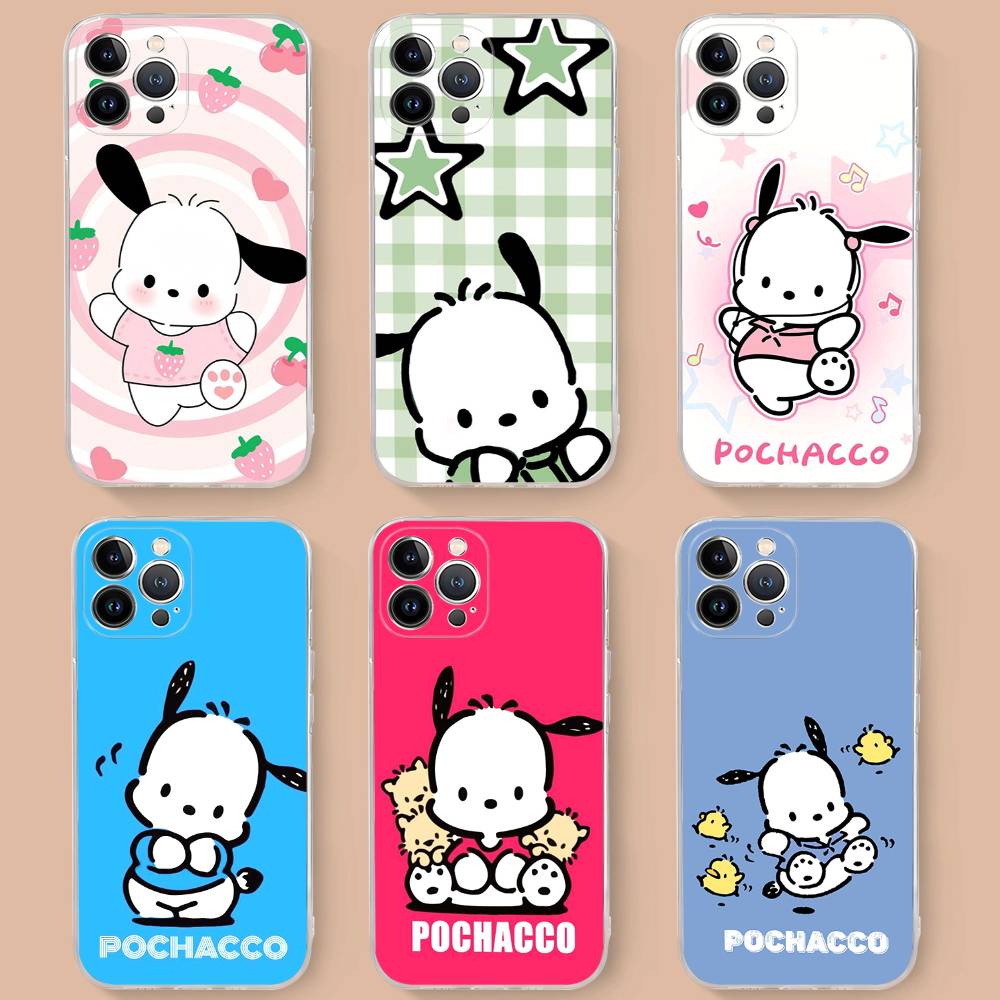 Cute P-Pochacco Transparent Soft Phone Case For iPhone 15 12 14 16 17 13 Plus 11 Pro Max 13 Pro