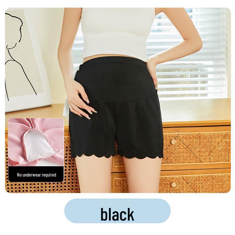 Maternity Ice Silk Safety Pants, Three-Quarter Length, Anti-Exposure, Lightweight for Summer.