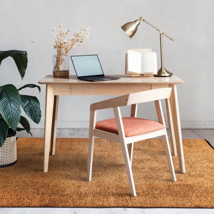 Tapis salon en coton polyester lavable tissé plat orange 80x150