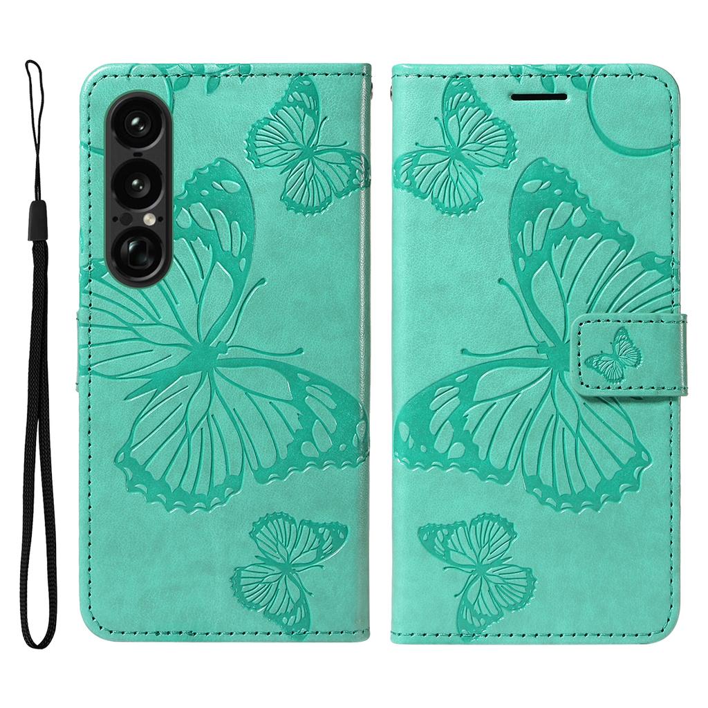 For Sony Xperia 1 VII Wallet Case Floral Butterfly Imprinted Leather Phone Cover Stand