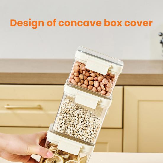 Vzduchotěsná nádoba na potraviny s víkem Plastová Stohovatelná Průhledná Organizér do spíže na Cereálie Svačinu Mouku Cukr Kávu Špagety