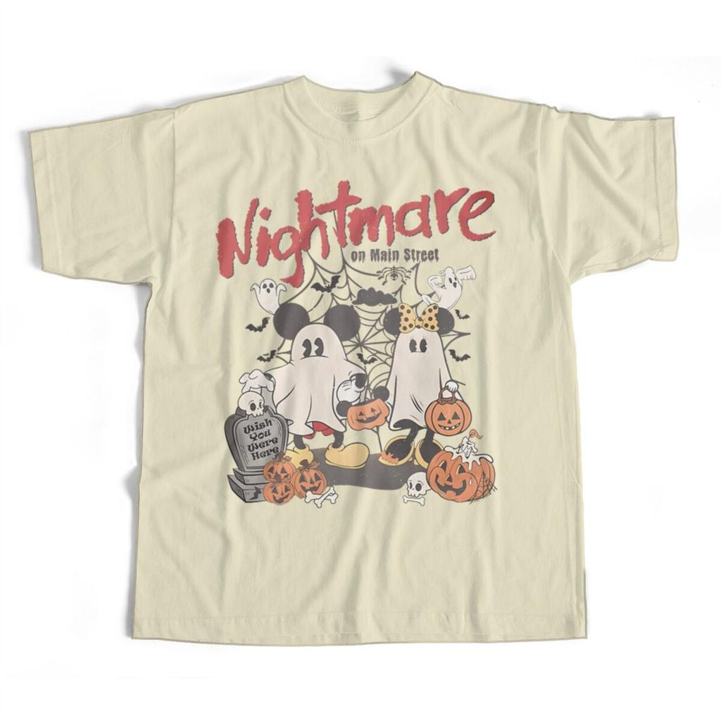 Vintage Mickey Minnie Ghost Halloween Tshirt Retro Disney Nightmare On Main Street Tees Halloween Gifts Women Oversized Tees