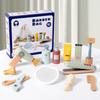 Korean Style Wooden Makeup Play Set: Pretend Eyeshadow, Powder, Lipstick, Perfume, Hair Accessories.