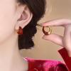 Elegant French-Style Colorful Enamel Round Earrings for Women
