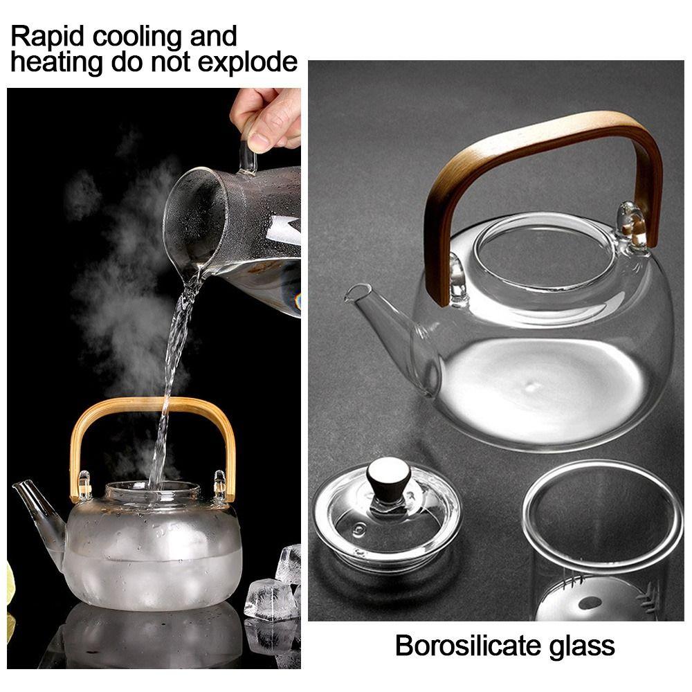 Wood Handle Clear Teapot With Filter Tea Pot New Boiling teapot  Home Office