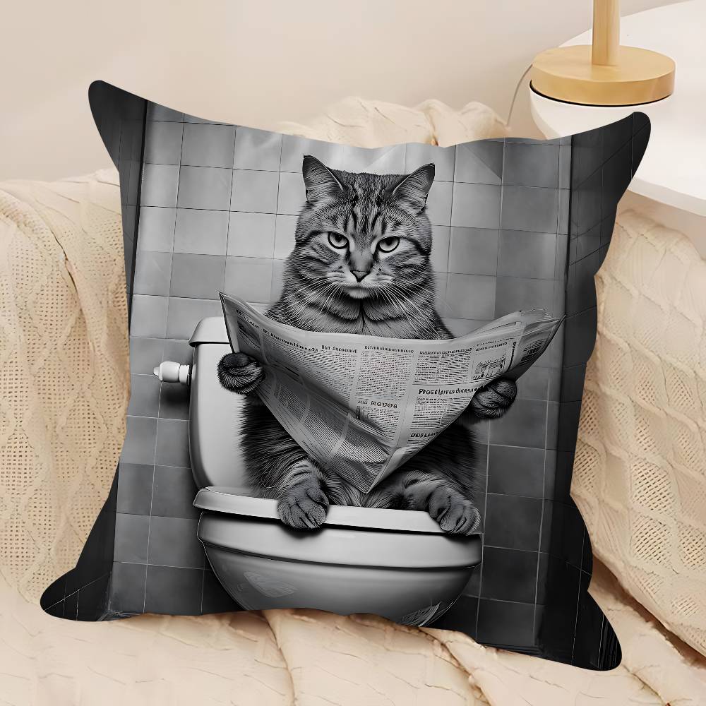 

Funny Toilet Animals Reading Cushion Cover Pillow Cover Decor Pillowcase Printed Cushion Case For Couch 12x12Inch