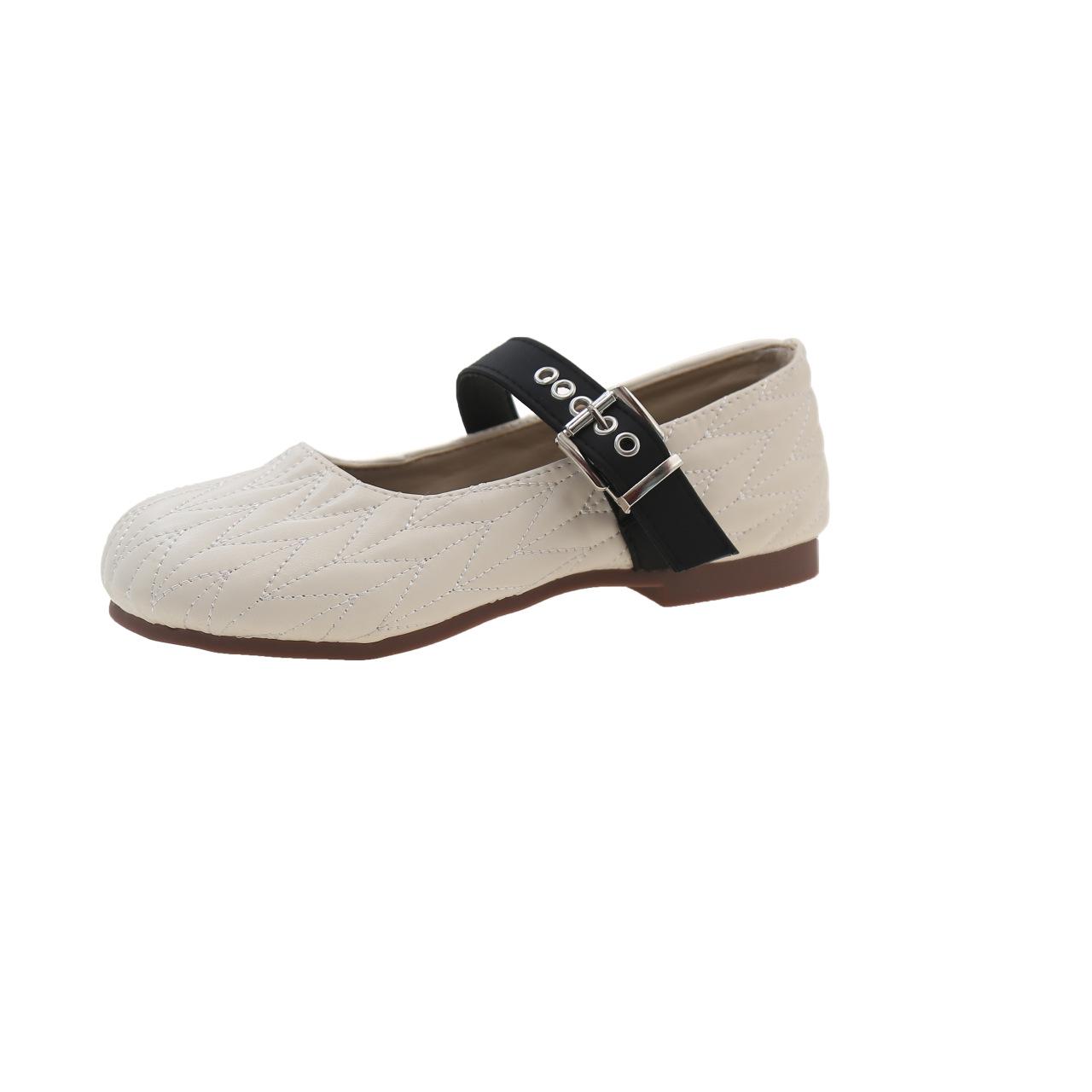 

Туфли Мэри Джейн с пряжкой на ремне, женские, кожаные, 2024, новые балетки, женские, с круглым носком, на плоской подошве, женская обувь Zapatos De Mujer 35 бежевый