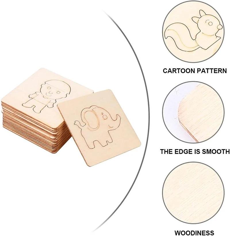 10-20pcs Wooden DIY  Kids Drawing Toys Painting Stencils Template Craft Toys Puzzle Educational Toys For Children Gifts