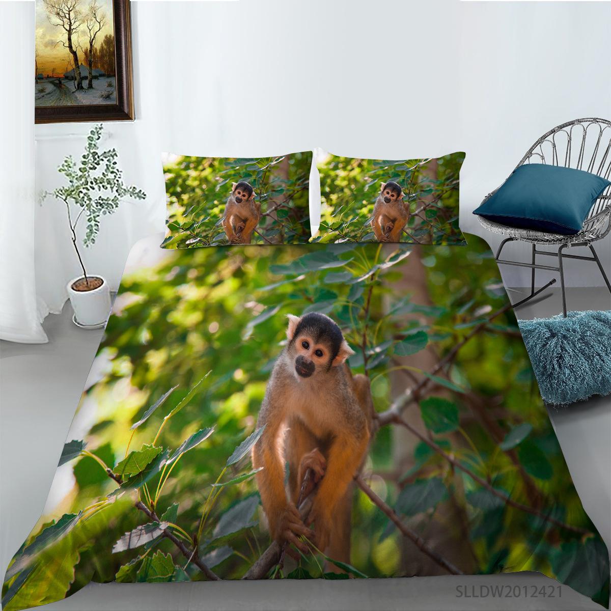 

Polar Bear Monkey Digital Printing Bedding Two Three Piece Set Polyester EU single 135*200