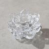 huaqianguhh Crystal Lotus Flower Tealight Candle Holders, Glass Tea Light Candlestick Decor with Deep Grooved Plate, Multifunctional Decoration