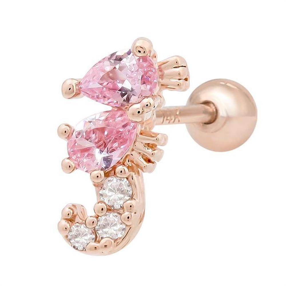 

[Onm] Onm 14K Gold Needle Pink Cubic Seahorse Rose Gold Piercing (S9594193)