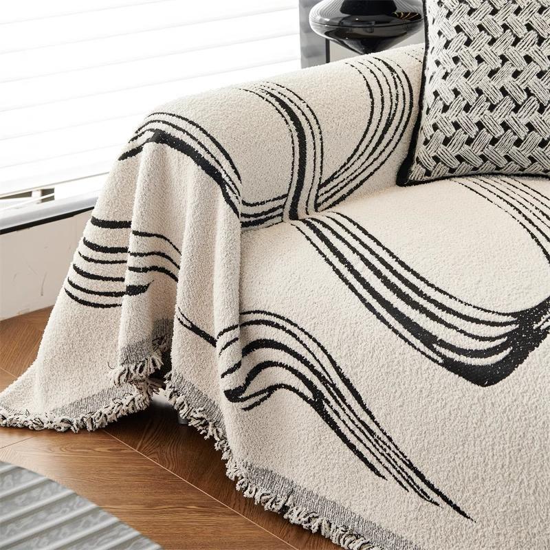 Autumn and Winter Thick Plush Ribbon Sofa Cover Cloth One-Piece Sofa Towel All-Inclusive Sofa Cover Dust Cover Full Cover Blanket