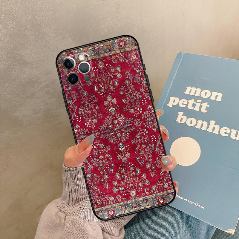 Persian Carpet Floral Pattern Case For iPhone 17 Air 15 14 13 12 11 16 Pro Max 13 Mini XR 15 16 Plus 16e Back Cover Shell