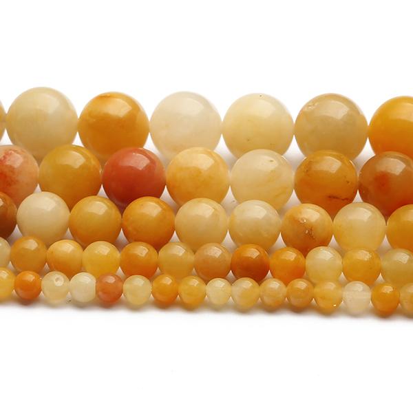 

32 ~ 89PCS Диаметр 4-12 ММ Круглый желтый нефрит для изготовления ювелирных изделий DIY