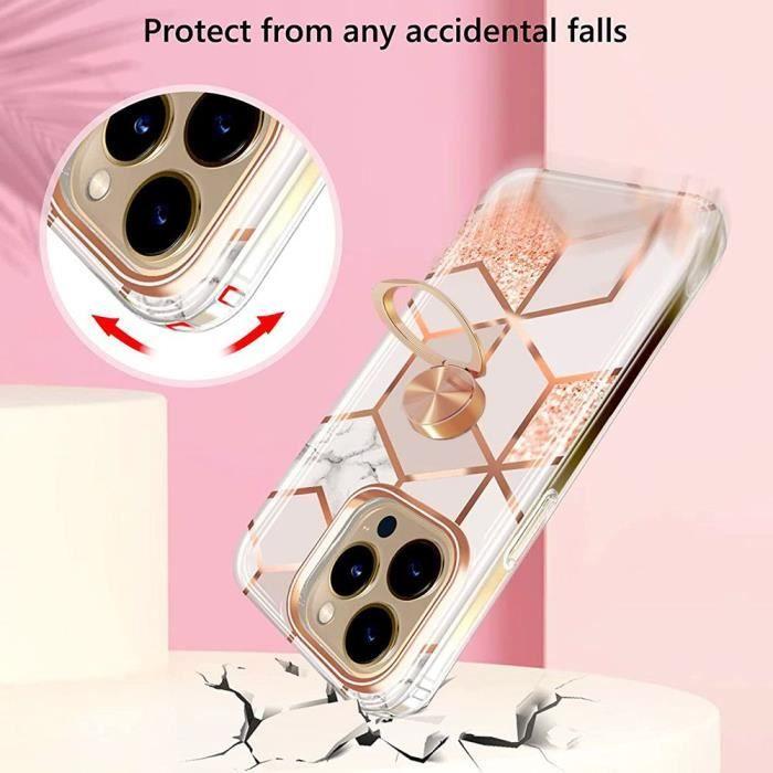 Coque de Protection - BOOLING - pour iPhone 15 Pro - Souple - Silicone - Couleur Rose - Rotatif