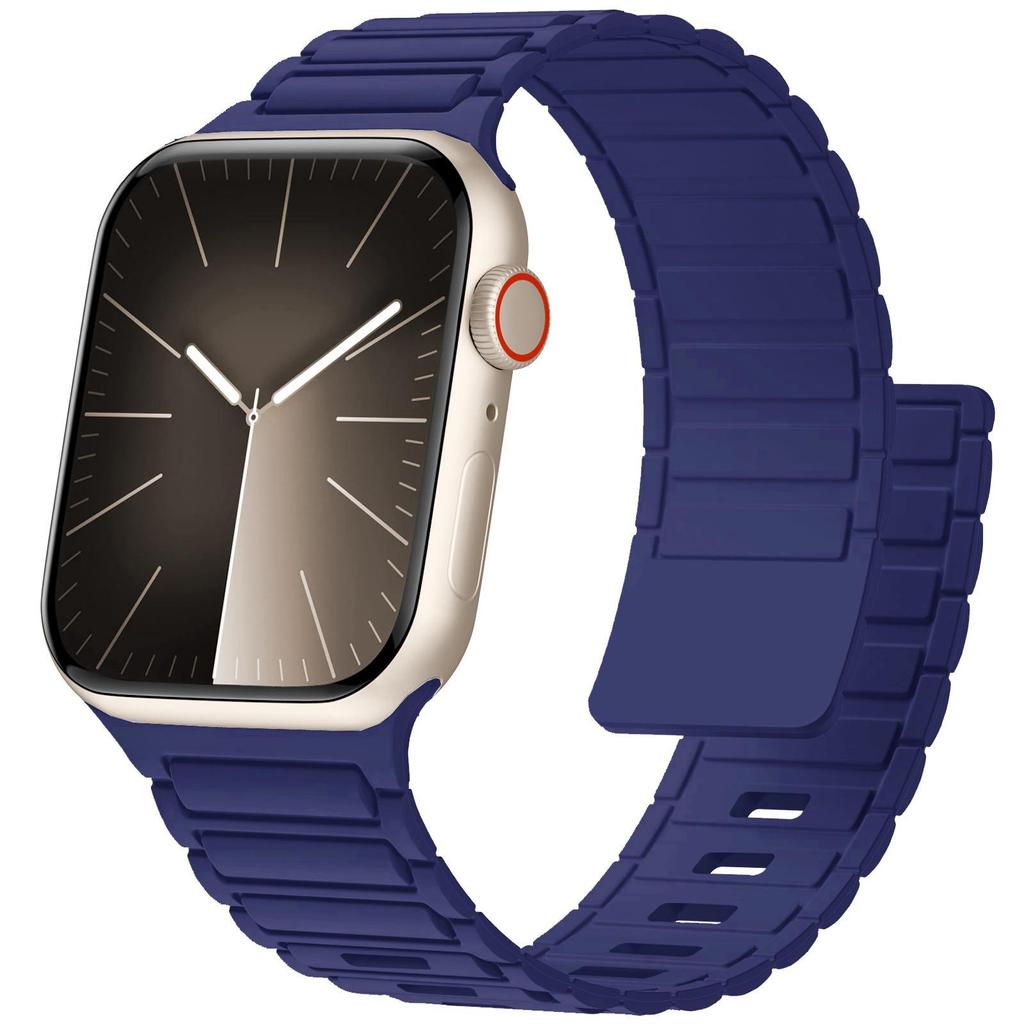 Bracelet Magnétique en Silicone Robuste pour Apple iWatch S11 - Boucle à Trois Perles Ultra Sécurisée
