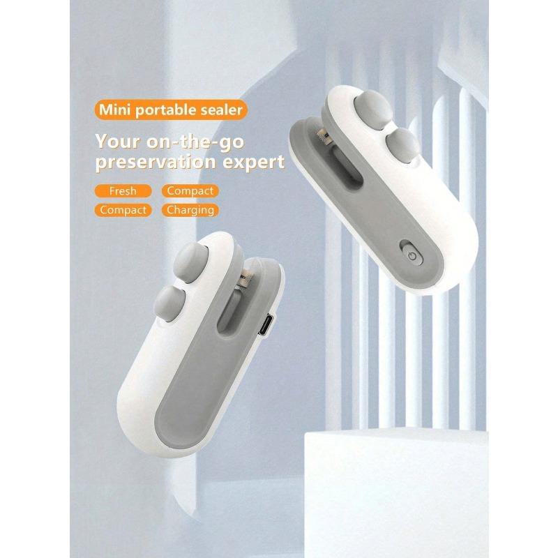 USB Rechargeable 2-in-1 Snack Bag Sealer & Cutter - Mini Heat Sealing Machine with Blade for Food Freshness Preservation