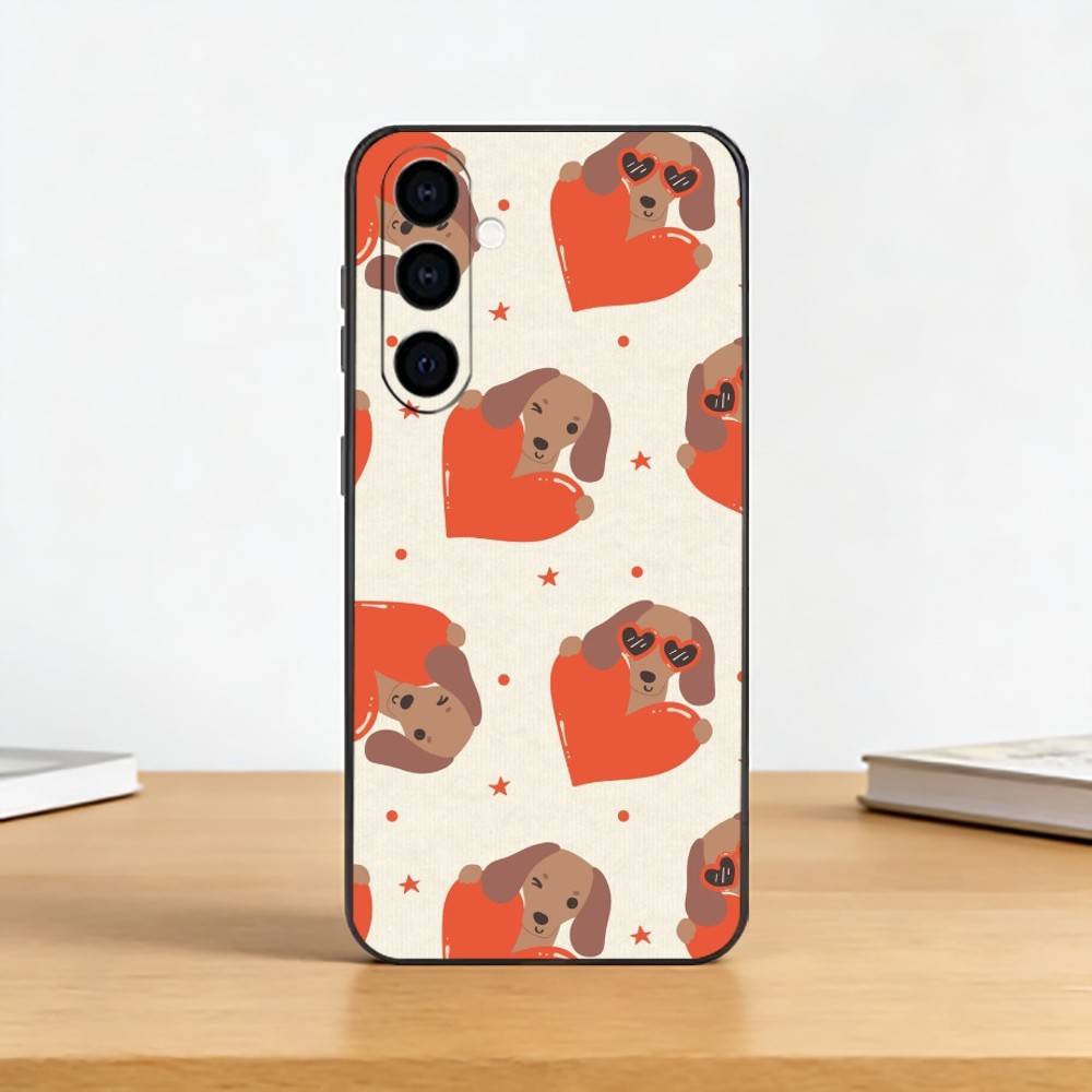 

Cute Dachshund Sausage D-Dog Phone Case For Samsung Galaxy A73,A72,A71,A70,A53,A52,A51,Soft Silicone Black Cover Samsung a13 5g