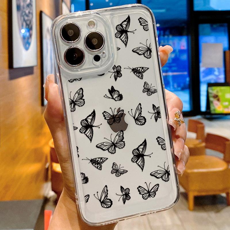 Fashion Floral Phone Case For Iphone 16 15 14 Pro Max 13 12 11 Shockproof Silicone Case Clear Cover