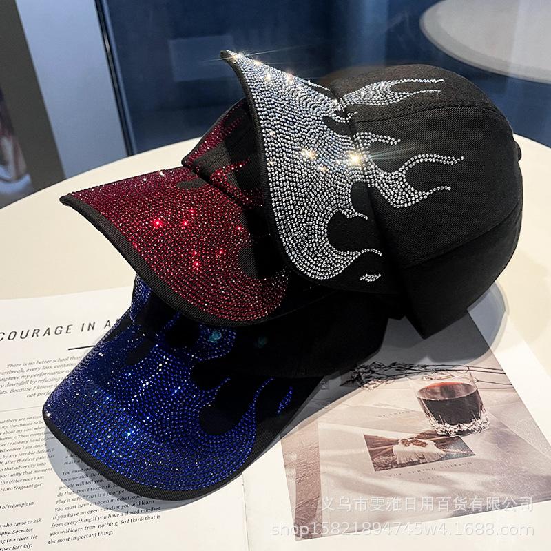 Fashion Hot-drilling Flame Baseball Cap for Men and Women Outdoor Personalized Street Style Sunshade and Sunscreen Cap