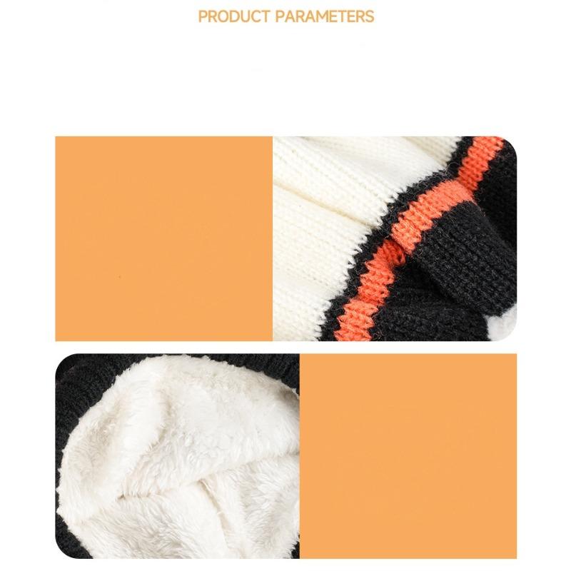 Christmas and New Year Children's Hat, Gloves, Scarf, Three Piece Set, Double-layer Warm, Winter Thick Baby Knitted Set