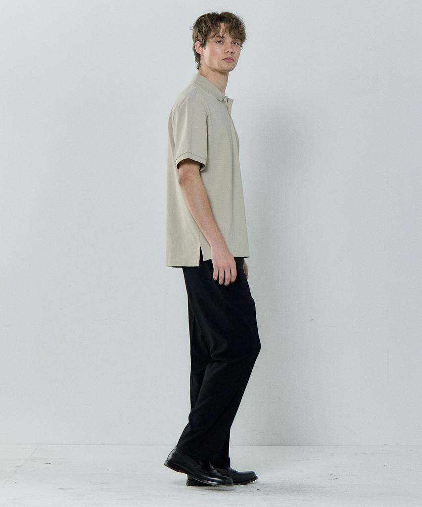 BASIC HOUSE Linen-Like Tapered Fit Slacks Black Lzpt3104