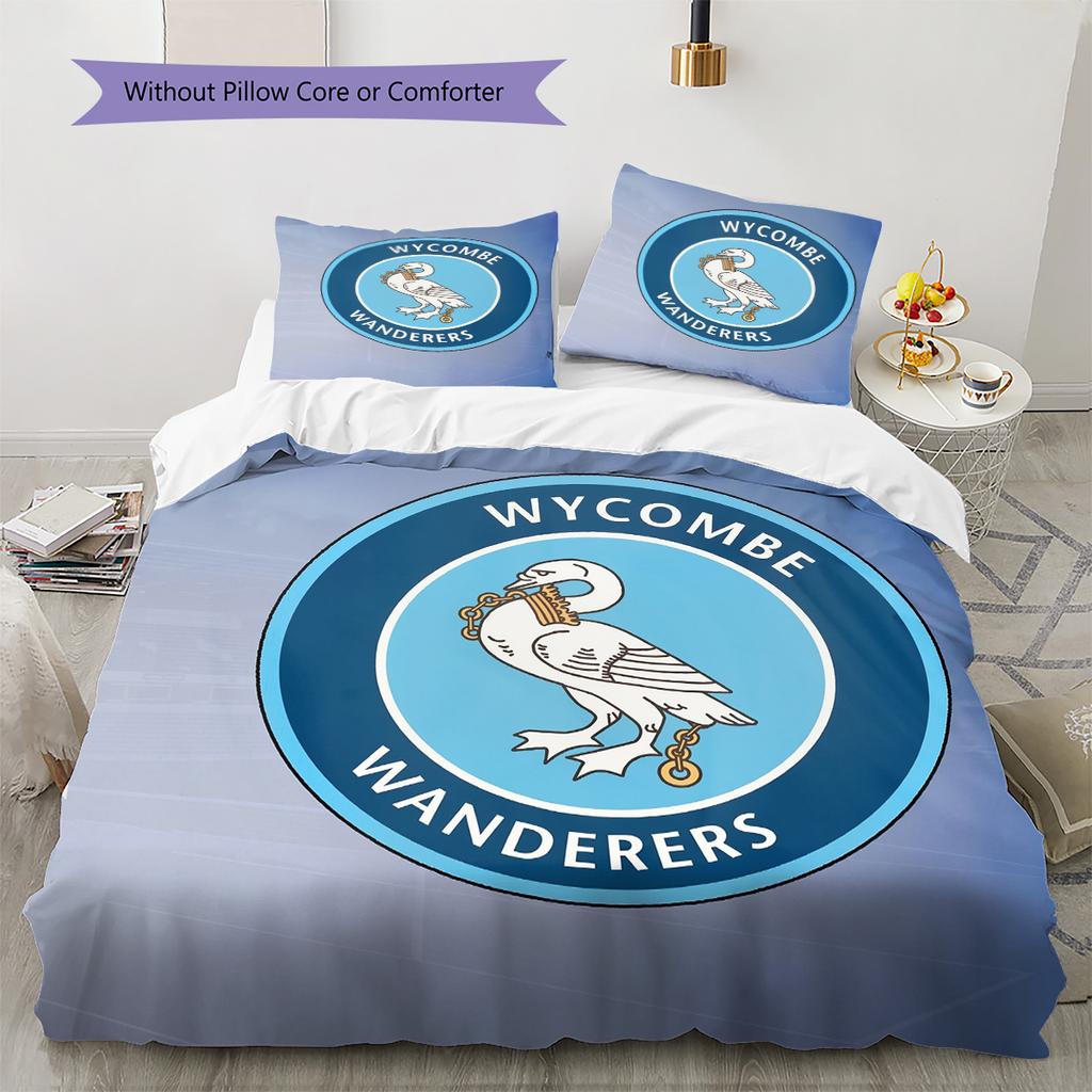 Wycombe Wanderers Pattern Bedding Quilt Set Home Decoration Gift (1 * Duvet Cover + 2 * Pillowcase Without Core)