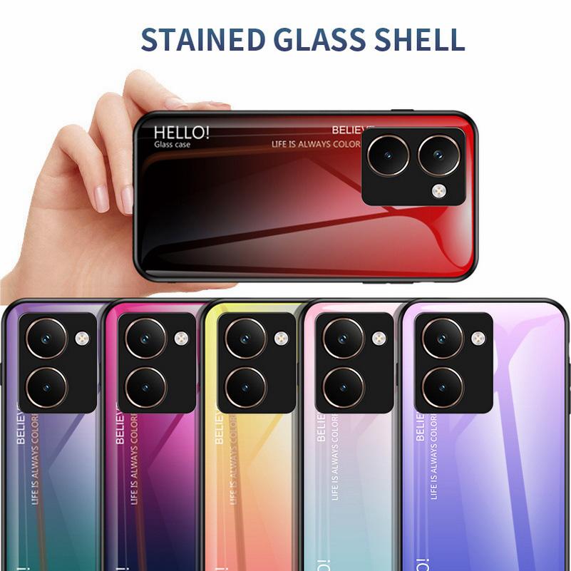 Gradient Tempered Glass Protect Case for Realme P3 Ultra P1 Speed Realme 14 Pro + 13 Pro Realme 11 Pro Glossy Cover