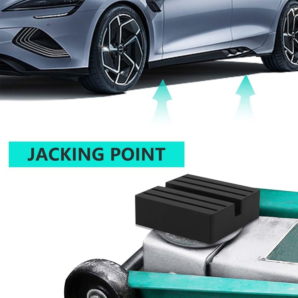 2 Packs Square Jack Pad, Black Anti-Slip Rail Adapter Support Block, Slotted Frame Rubber Frame Rail Protector