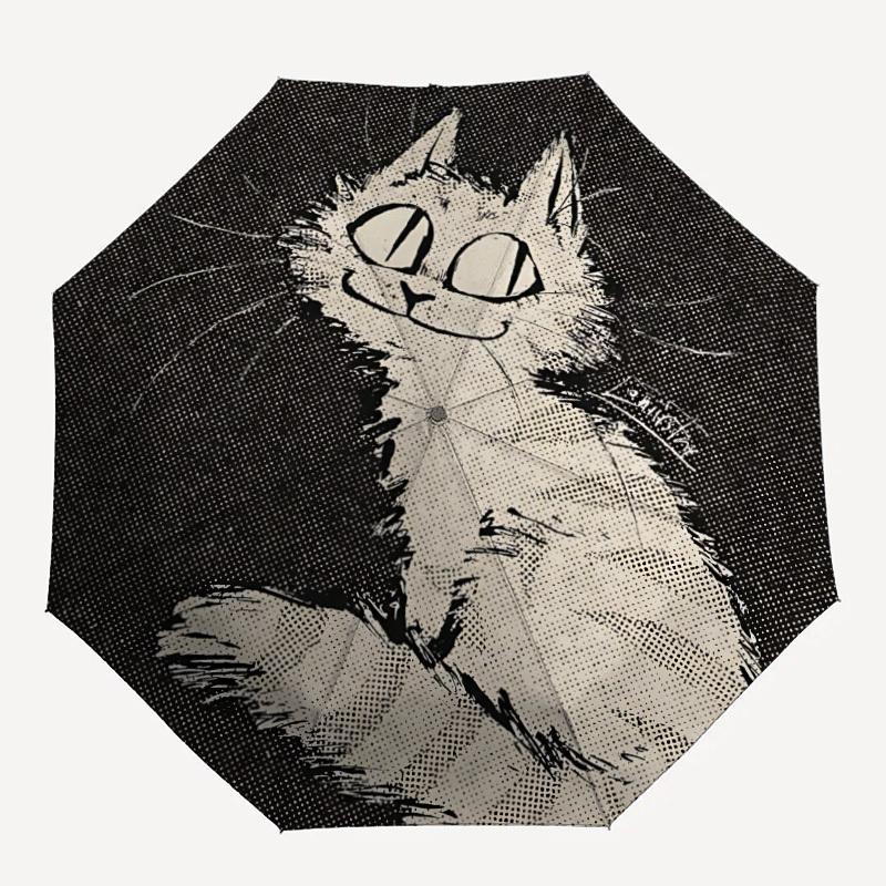 1 Stück Katzenbart Automatisches Öffnen/Schließen Regenschirm, Tragbarer Faltregenschirm, Kompakter Reise-Regenschirm für133