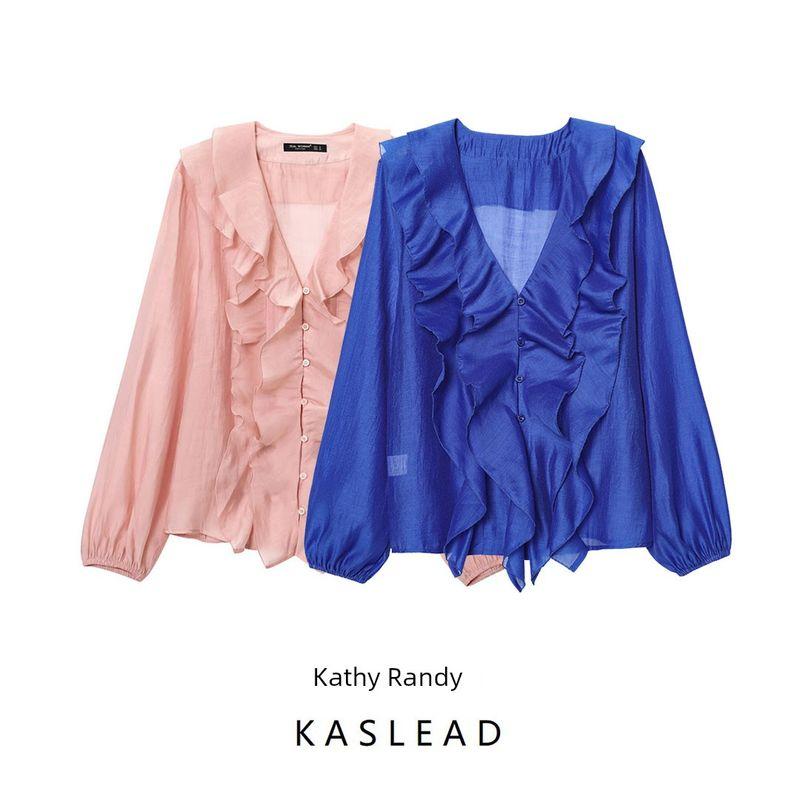 Kaslead New Arrival Women's Fashion Style Fashion All-Match Laminated Decoration Shirt 40460734