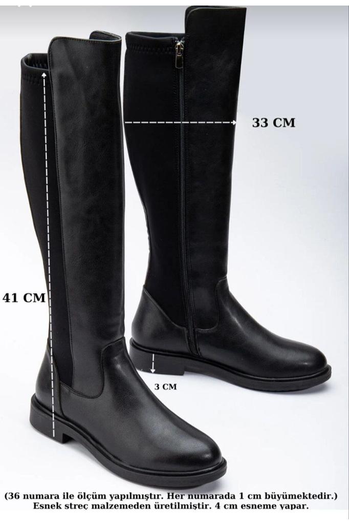 Women Modern Stylish Fashion Boots Boots Faux Leather Casual Boots Elastic Stretch Enpar Black Skin Available