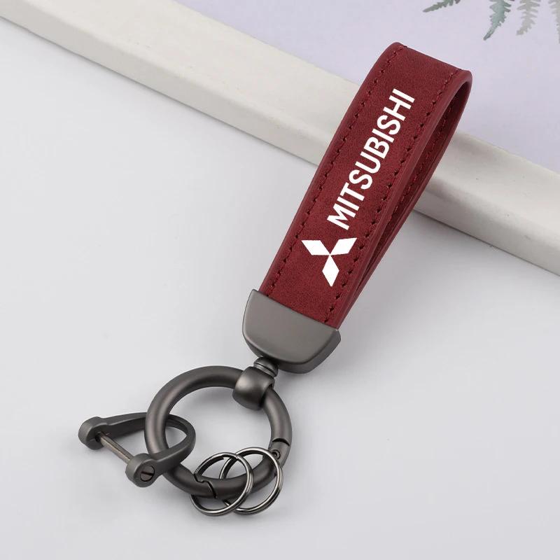 cxbkdv1 Car Logo Key Chain Rings Luxury Suede Leather Keychain For Mitsubishi Outlander Lancer EX ASX Pajero L200 Keyring Accessories