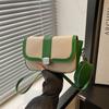 Women's Bag New Contrasting Color Trendy with Saddle Bag Women's Fashion Texture Splicing Single Shoulder Messenger Trendy Bag