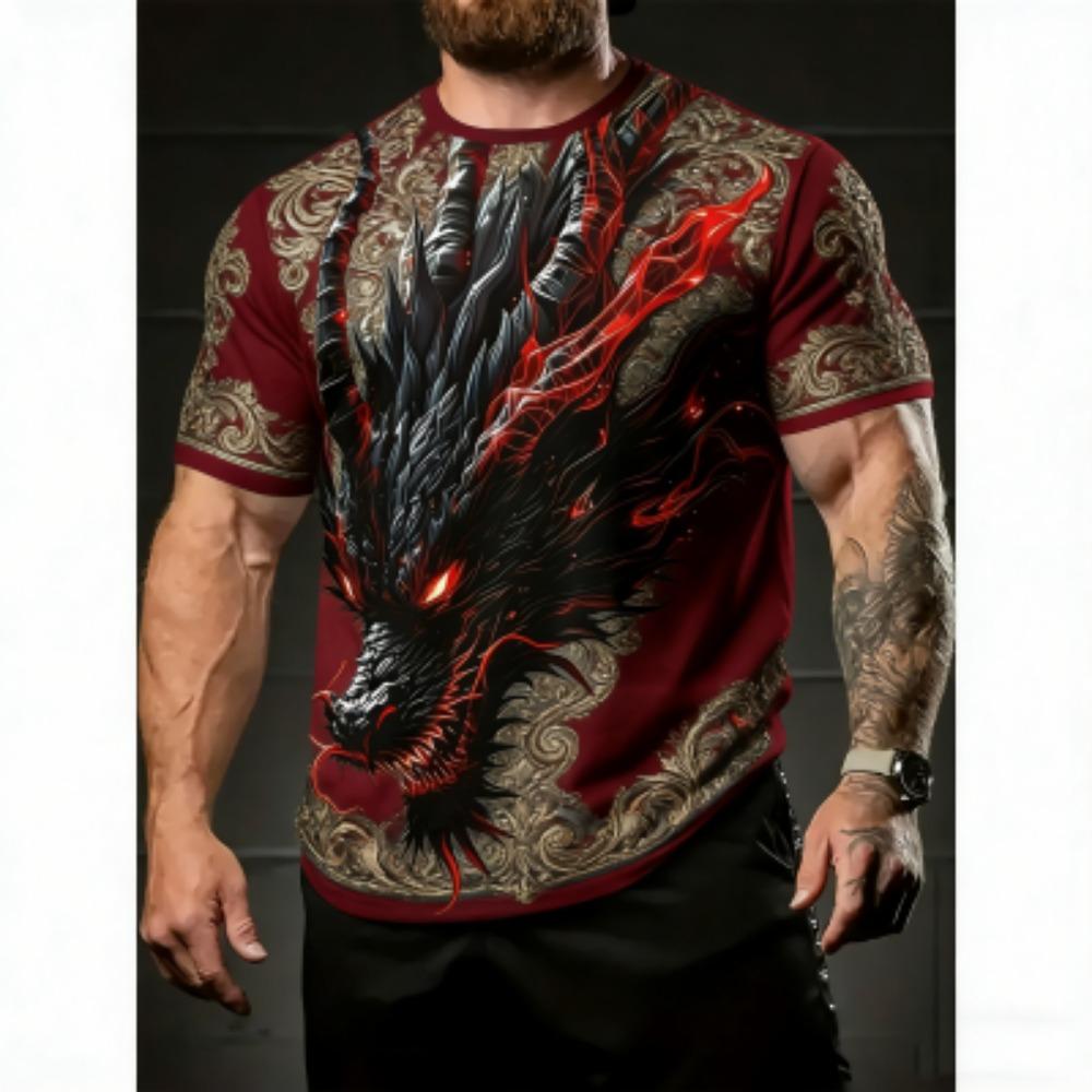 Fashion Summer Men's T-Shirt Dragon Pattern 3D Print Tees Top Hip Hop Loose Short Sleeve Streetwear Vintage Oversized Women T-shirt