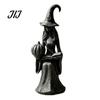 Black Gray Resin Look Sculpture Pumpkin Witch Ornament, Halloween Gothic Style Tabletop Figurine, Retro Lightweight Easy Storage Figurine PLA