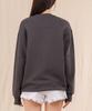 Ellamo Women'S Terry Basic Plain Plain Bread Patch Oversized Sweatshirt [Charcoal]