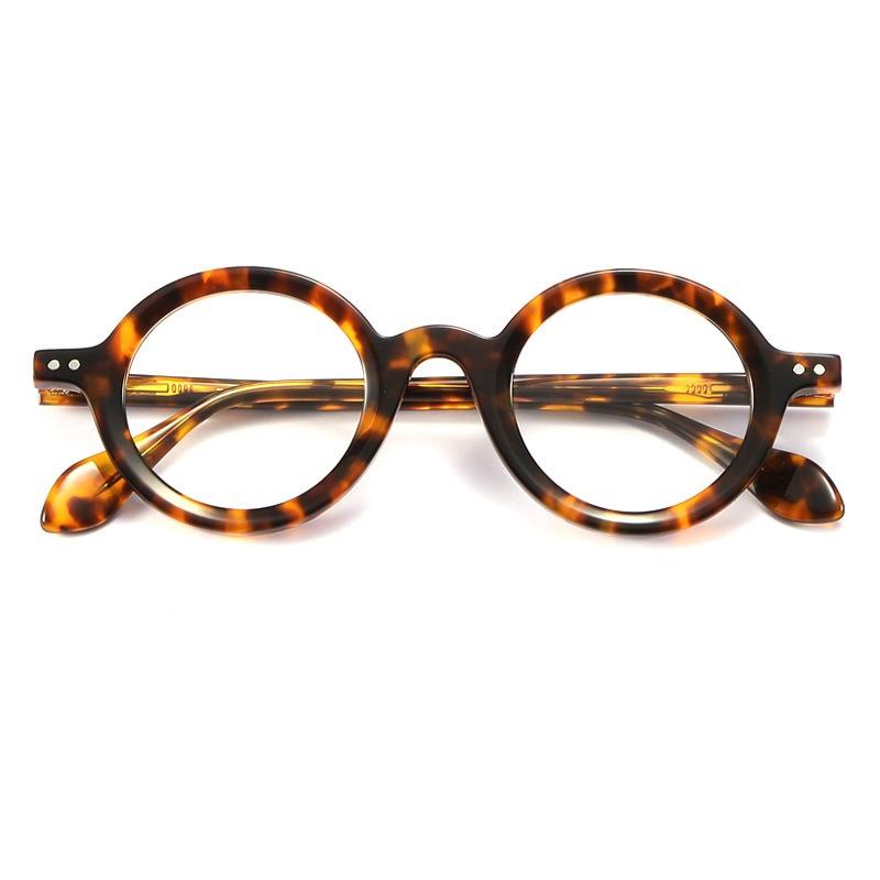 

Vintage Handmade Reading Glass Round Acetate Eyeglasses Frames Designer Men Optical Myopia Glasses for Man Prescription Eyewear plastic demo lens